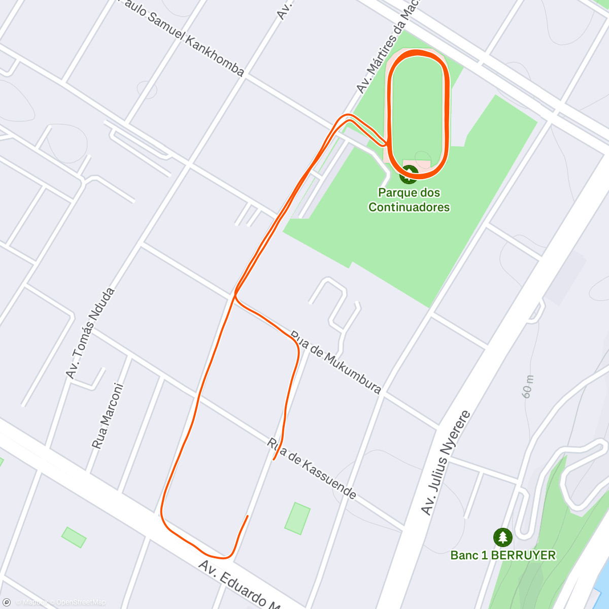 Map of the activity, Corrida matinal