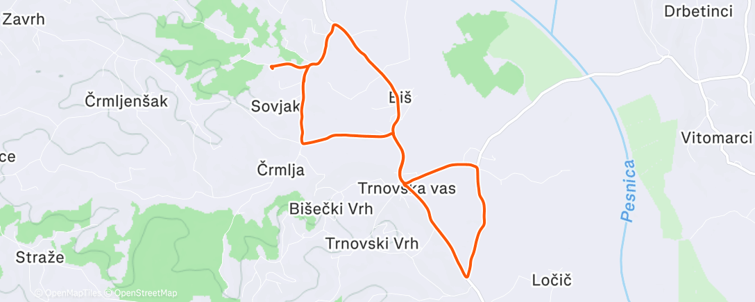 Map of the activity, Lunch Run božični tek