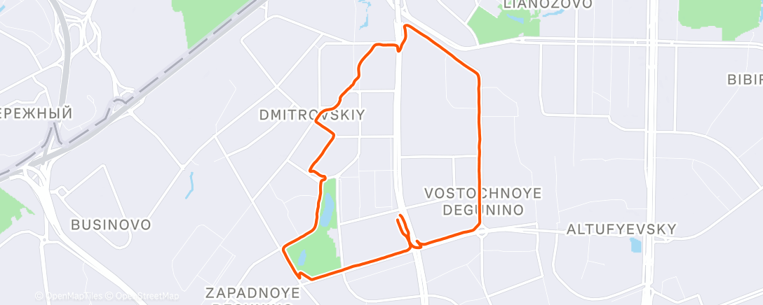 Map of the activity, Вечерний забег