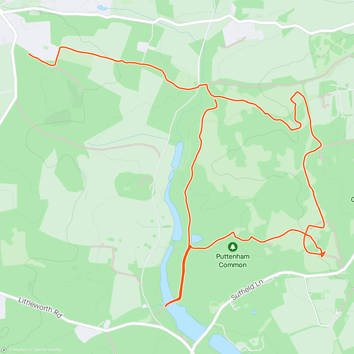 Map of the activity, Puttenham Common hike