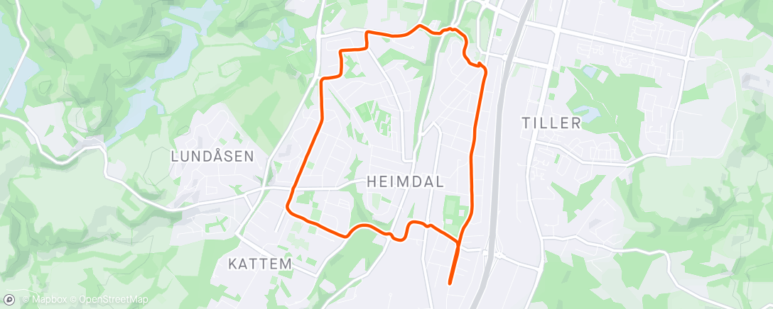 Map of the activity, Afterbike jogg med Beate❤️