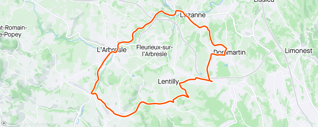 Map of the activity, Lunch Ride le midi