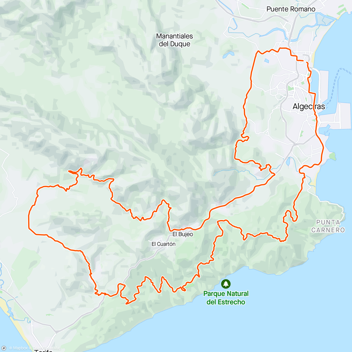 Map of the activity, Pantallas - La Hoya - Infierno del Norte - Viaducto - Celeste - Clavicula - Cerro del Rayo - Chorrosquina.