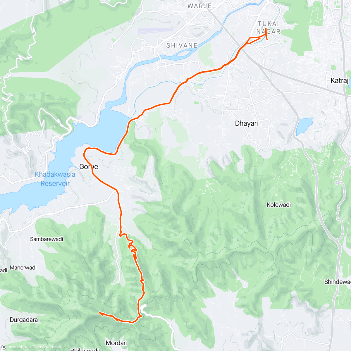Map of the activity, 2024-04-23Ride Hanuman Jayanti Special... Sinhgad fort Ride... Solo....