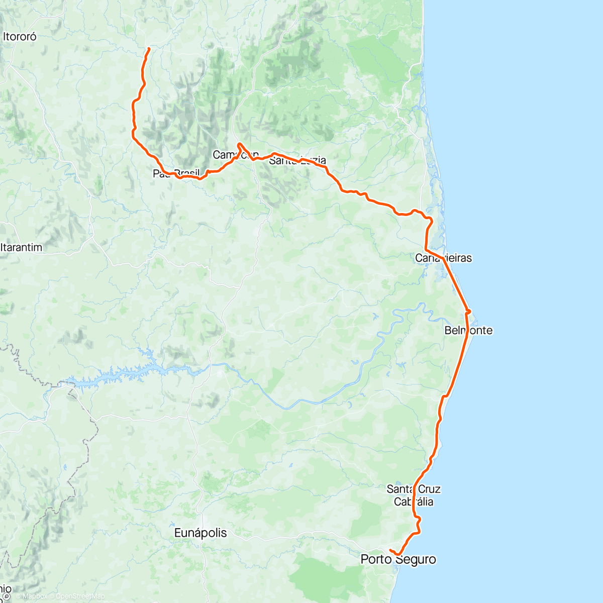 Map of the activity, Porto seguro x Itaju do Colônia "pedal da saudade "