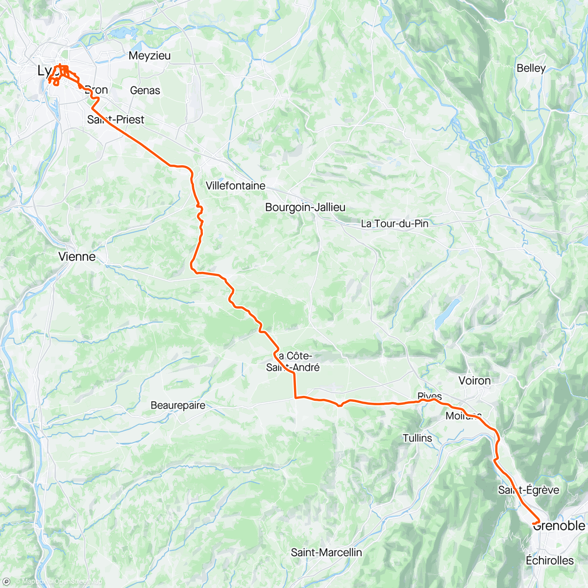 Map of the activity, ConquestAlpes J1
( 30 kms Fends la bise le matin)
Puis go Grenoble avec Chris ( 8ème de la via race très sympa de partager ces kms 🔥👏💪)