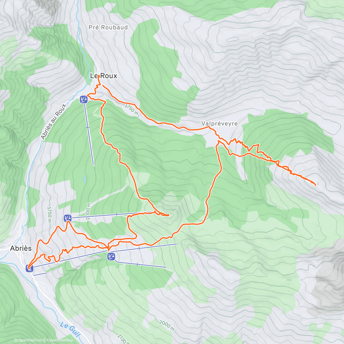 Map of the activity, Endurance Skimo