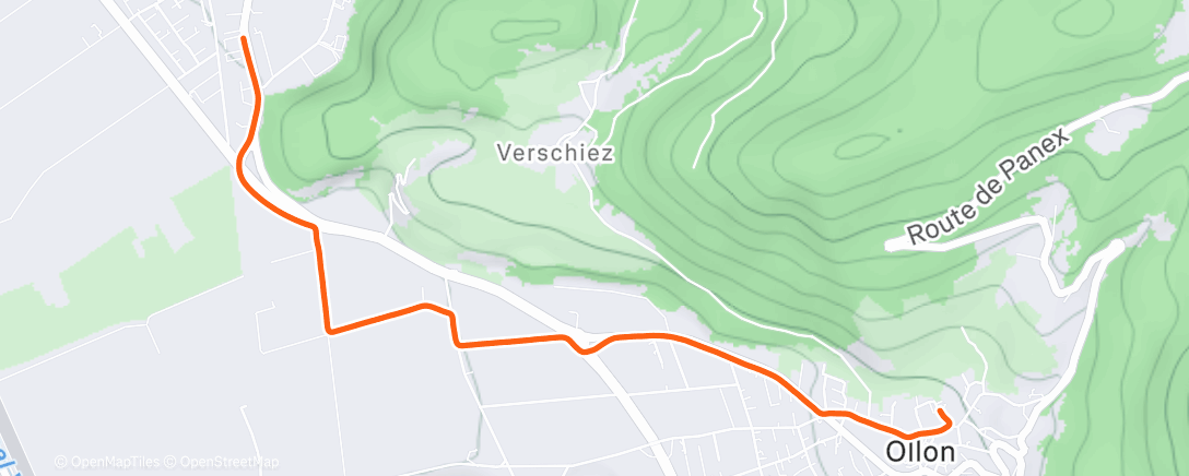 Map of the activity, Course à pied le matin