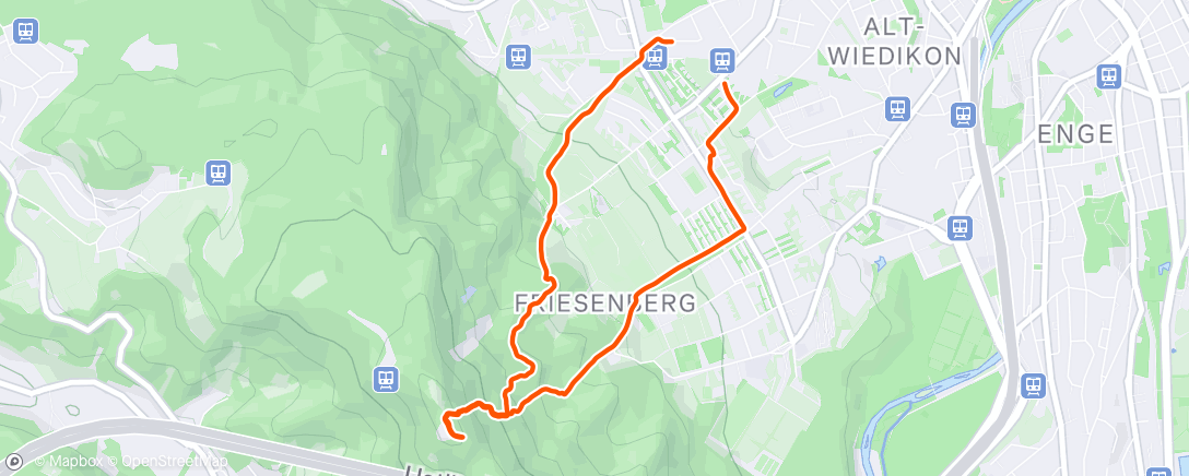 Map of the activity, Afternoon Run