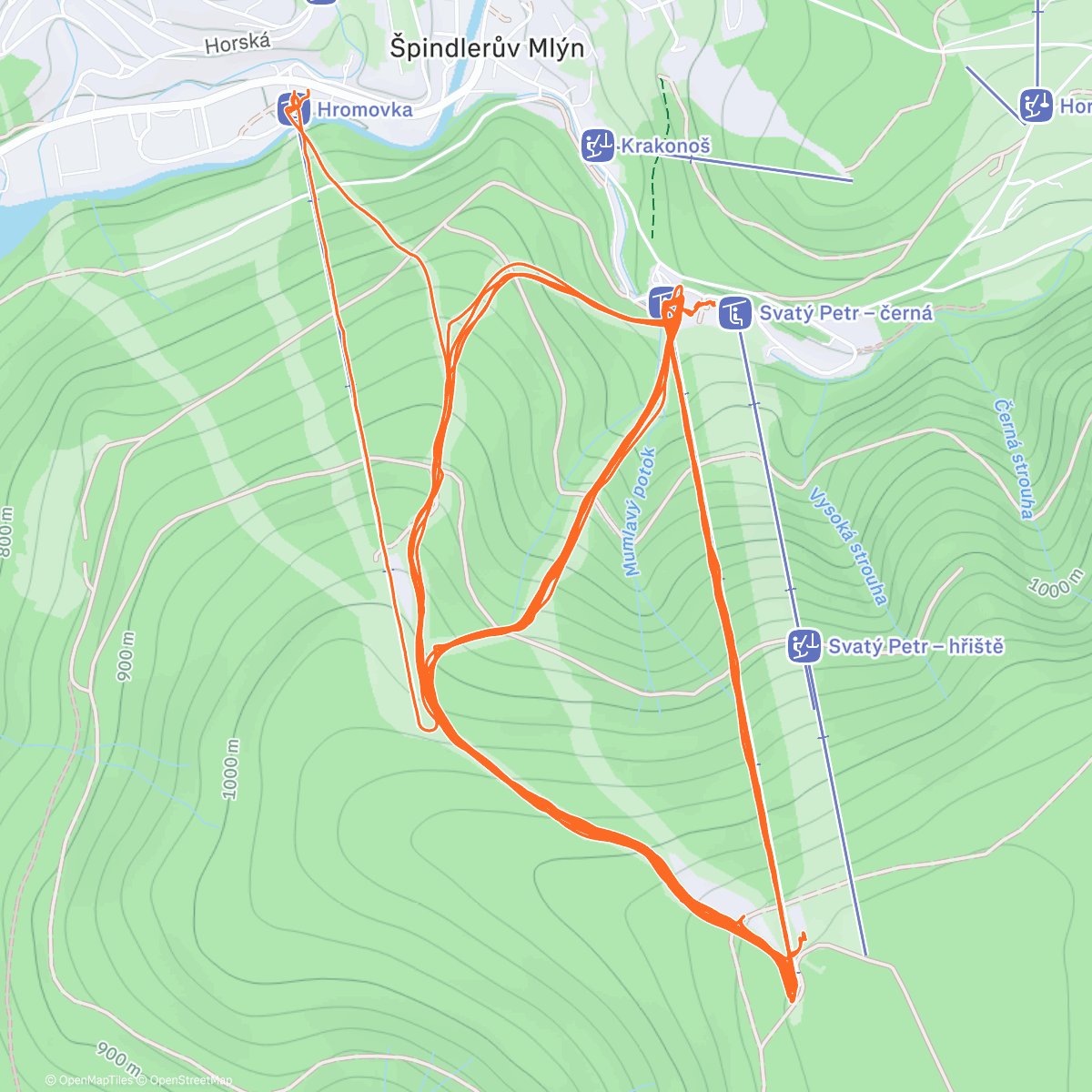 Map of the activity, 3 dzień Świąt Špindlerův Mlýn