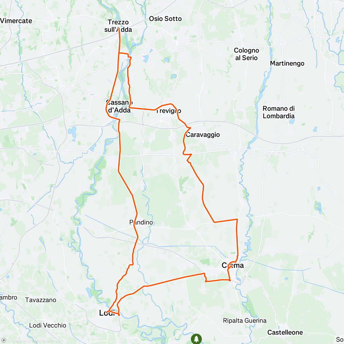 Map of the activity, Giro del Pesciolino: tra 📍Lodi e 📍Crema
