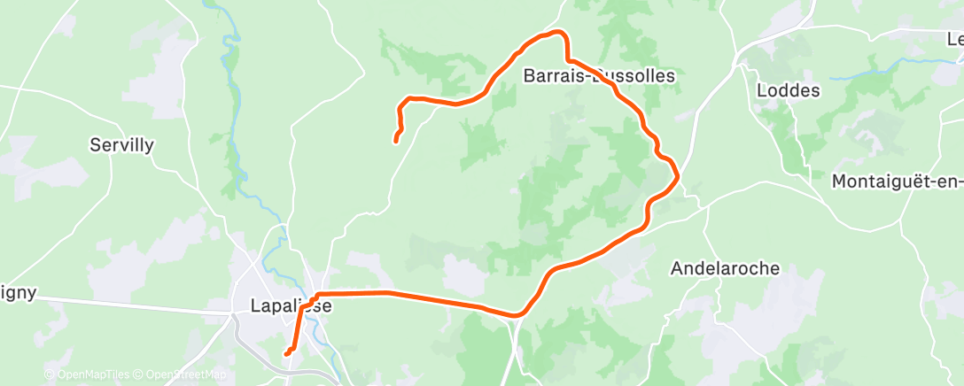 Map of the activity, Sortie vélo le midi