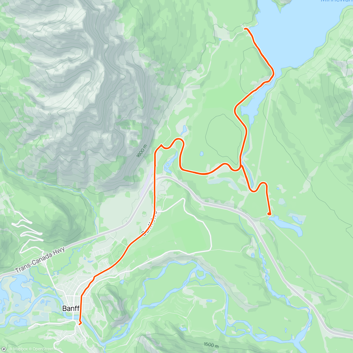 Map of the activity, Minnewanka in April