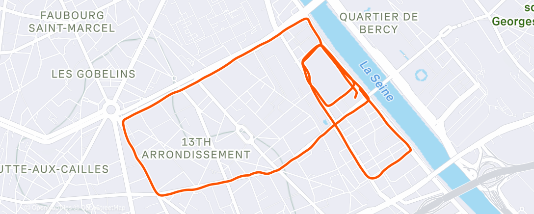 Map of the activity, Course à pied le matin