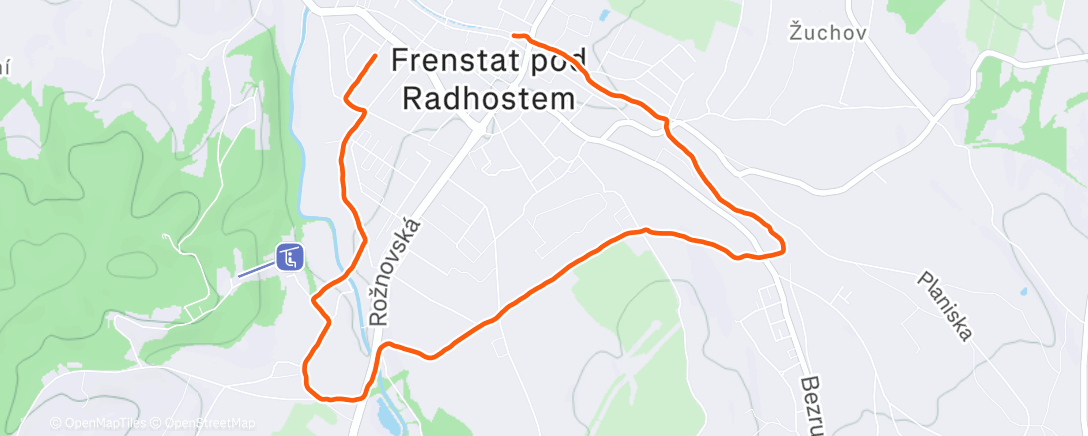 Map of the activity, Afternoon Run