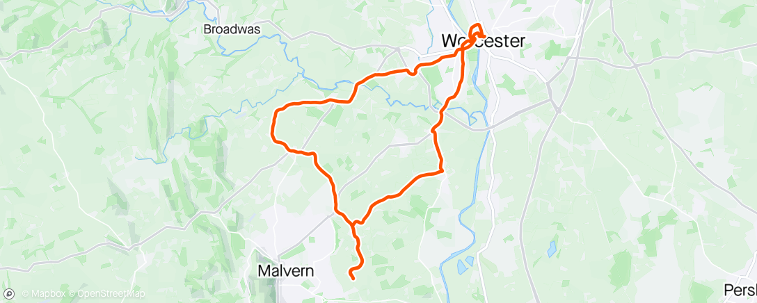 Map of the activity, Ride to the hobby shop in Worcester 🙂