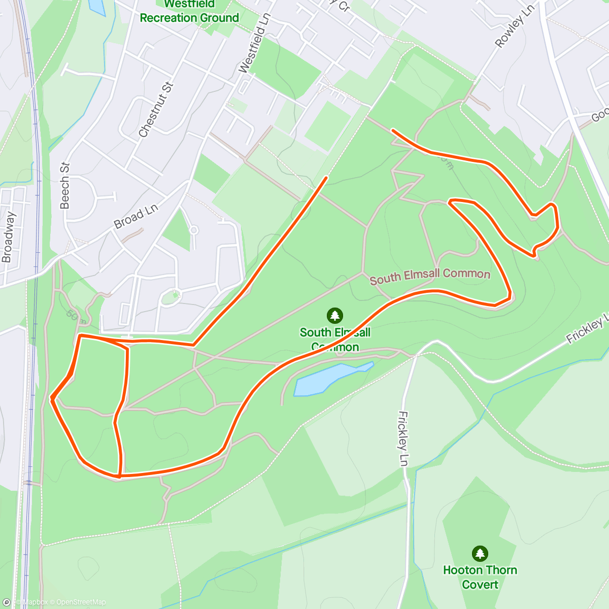 Map of the activity, Frickley Park Run #13