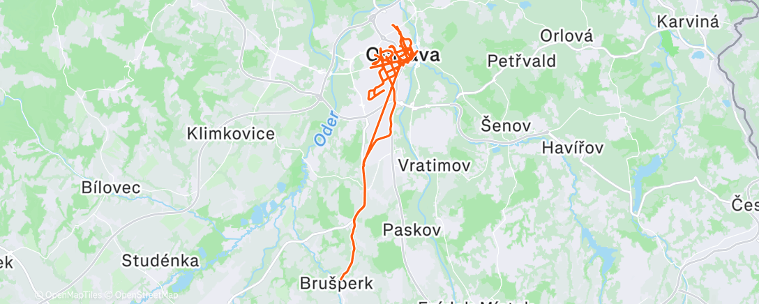 Map of the activity, 230 rozvoz 2025 🚴‍♂️🌬🌫