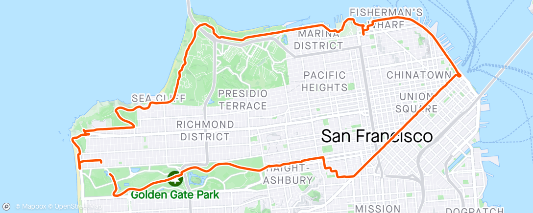 Map of the activity, Little SF cruise with my nephew. Saw all the sites and avoided most of the worst climbs.