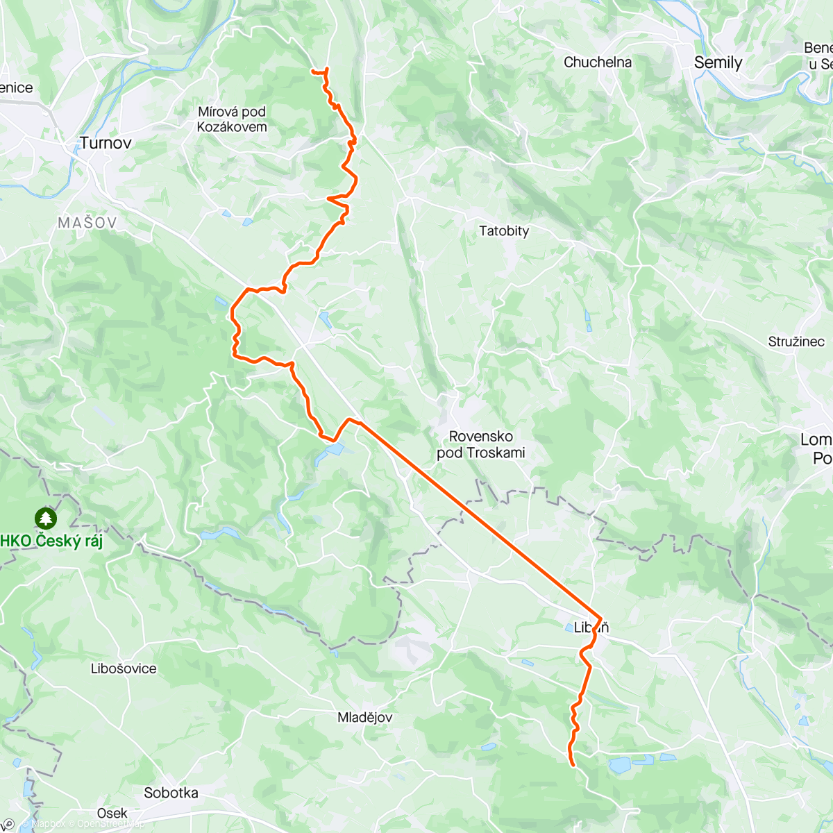 Map of the activity, Klokočí - Prachovské skály