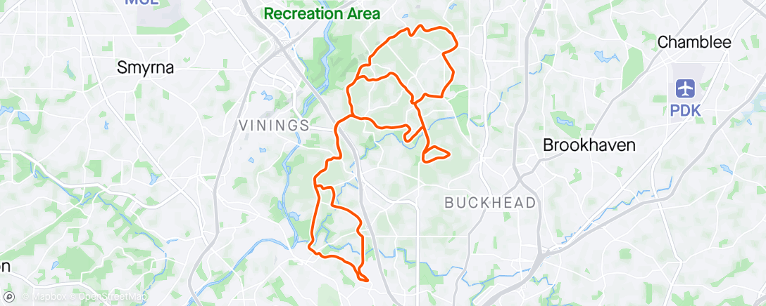 Mapa da atividade, Atlanta Cycling Thursday night ride.