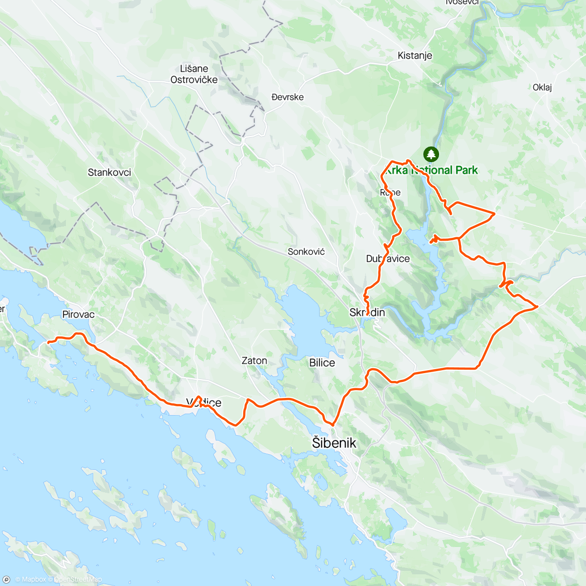 Map of the activity, 2.deň- Národný park Krka- 2.časť
