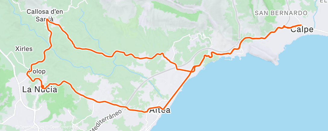 Map of the activity, Cycling
