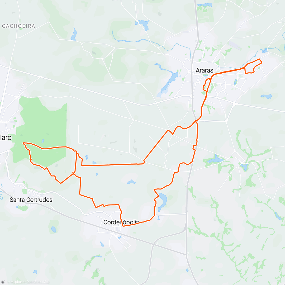 Map of the activity, Pedal Single Horto Rio Claro, Cascalho Padoka 🤗🤗🤗 Araras 👏🏻👏🏻👏🏻👏🏻👏🏻