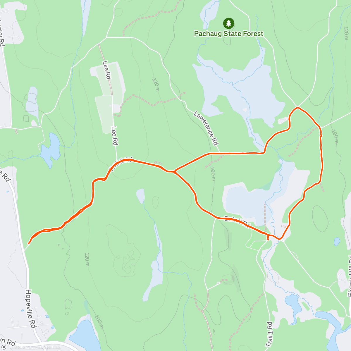 Map of the activity, 2 hours about 12.5miles