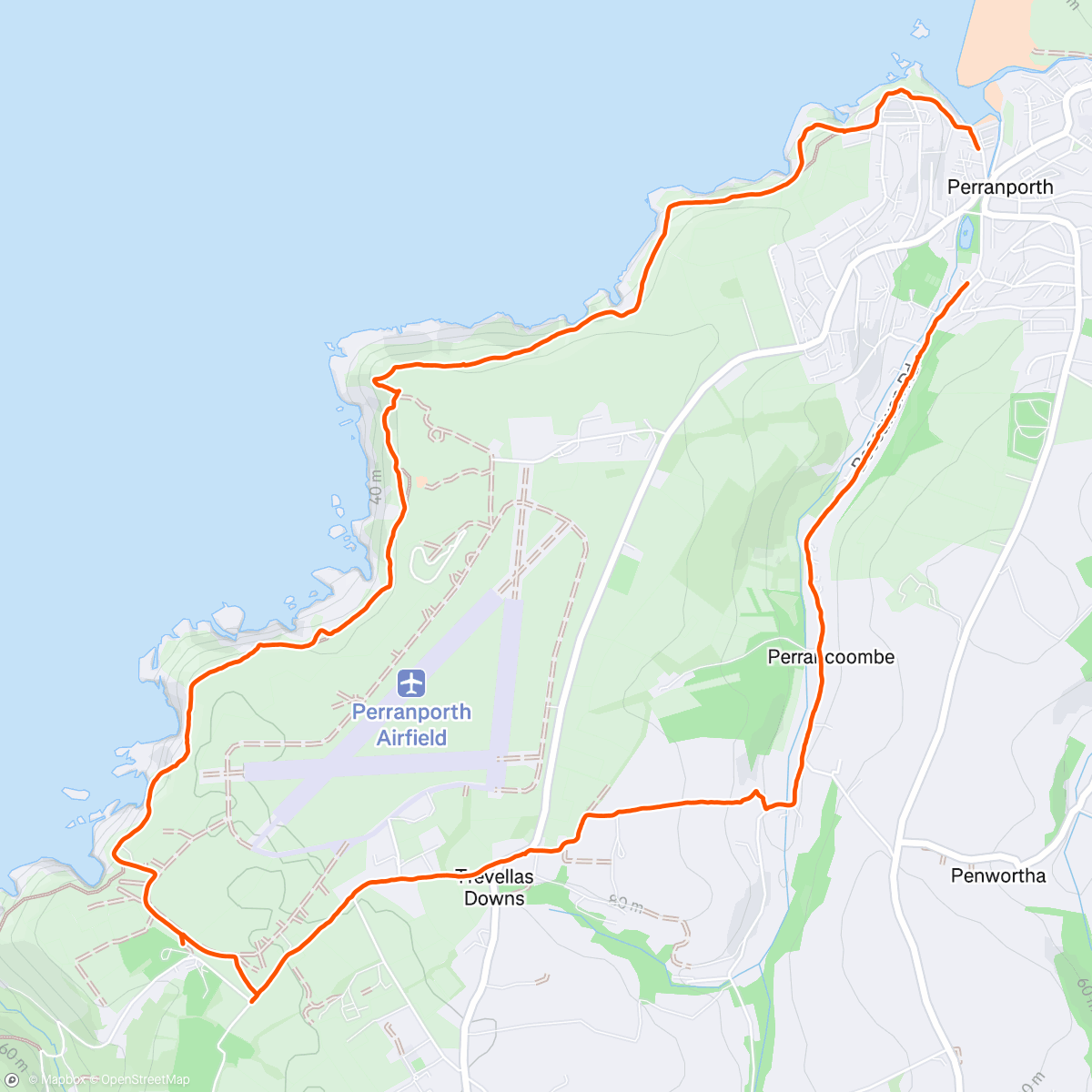 Map of the activity, Perranporth to Trevellas