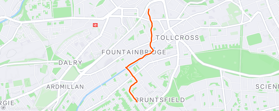 Map of the activity, Afternoon Run
