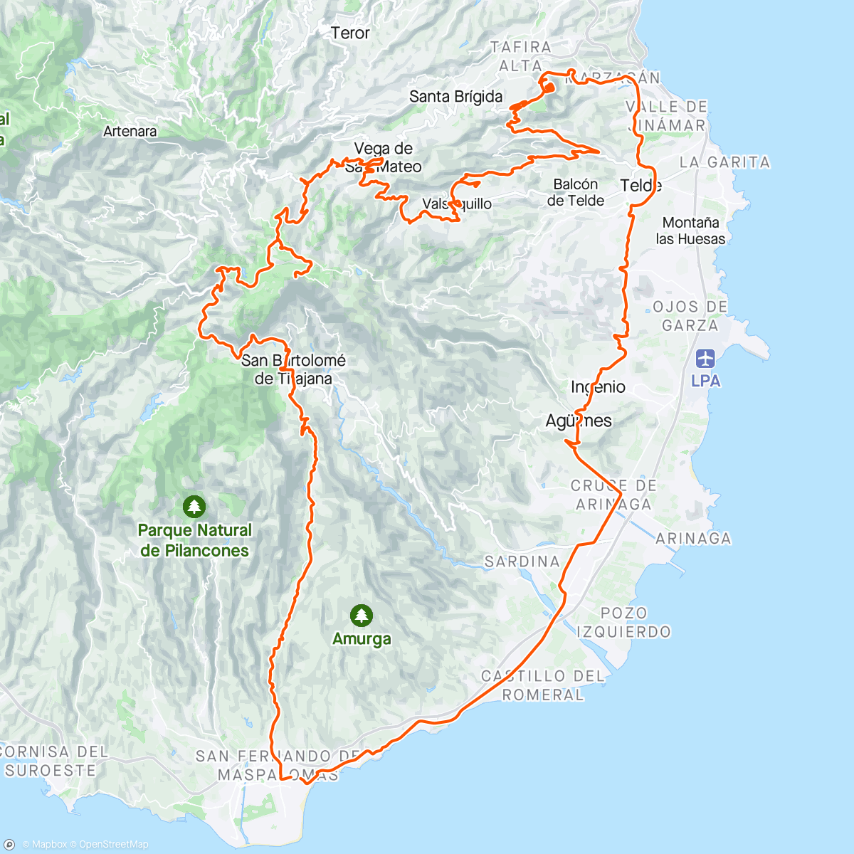 Map of the activity, GC5 Pico las Nieves por Fataga y Pico Bandama