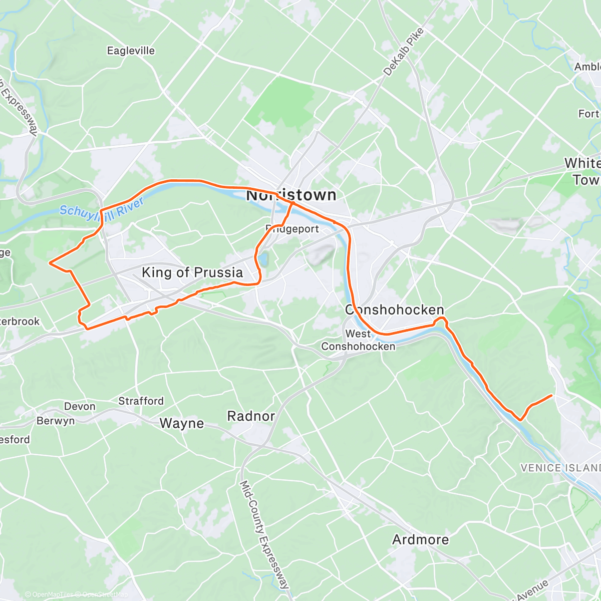 Map of the activity, Lunch Ride