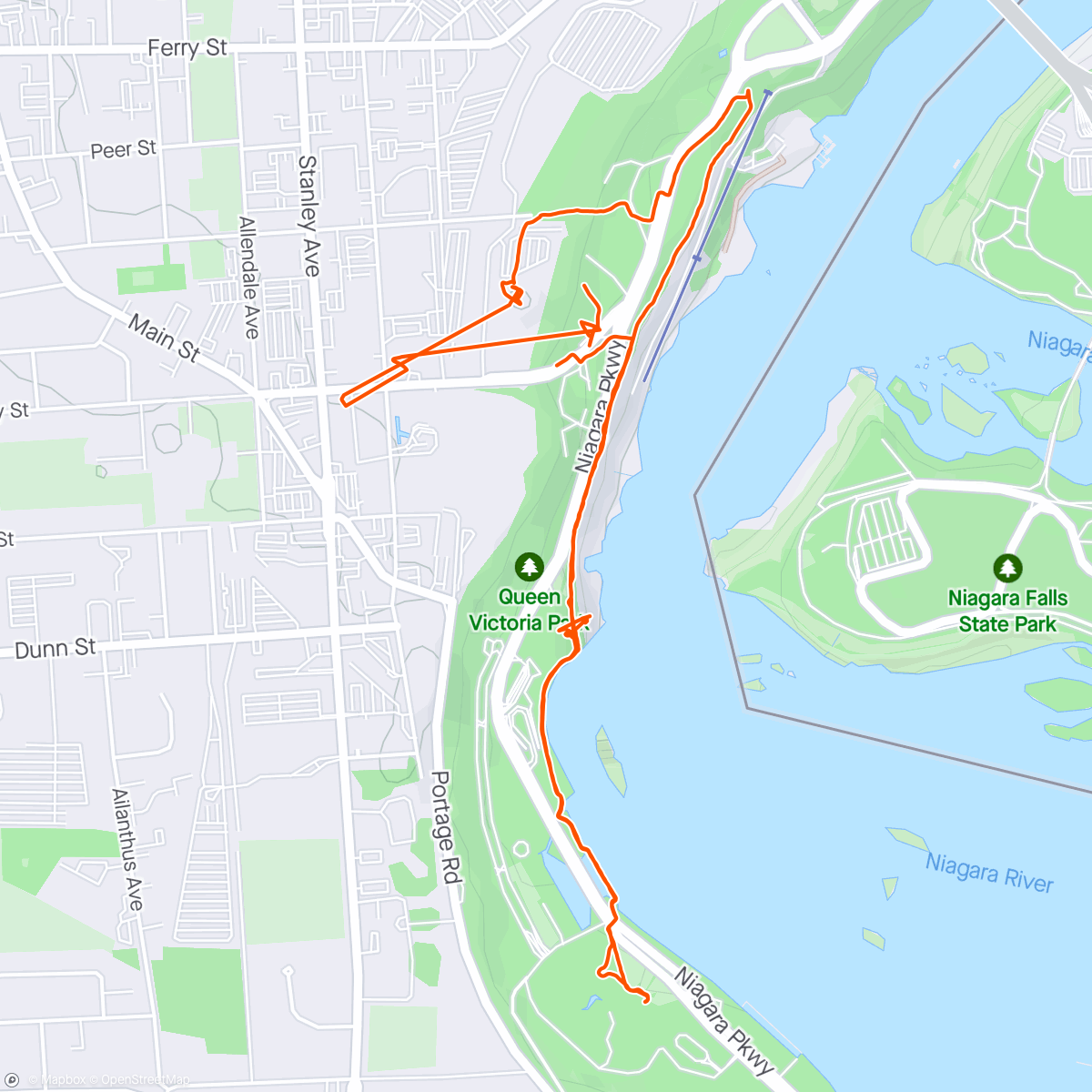 Map of the activity, Niagara Falls day
