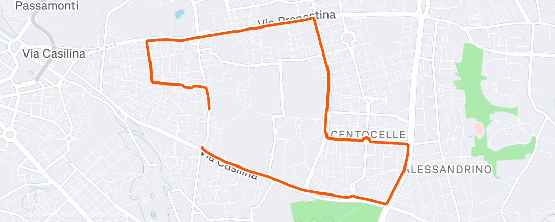 Map of the activity, Corsa serale