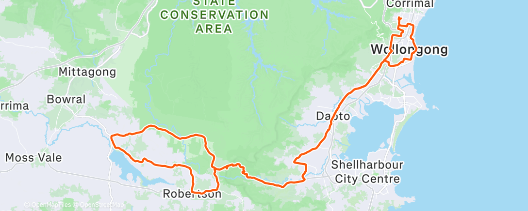 Map of the activity, Cycling