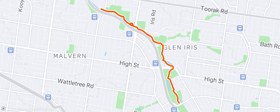 Map of the activity, Evening Run