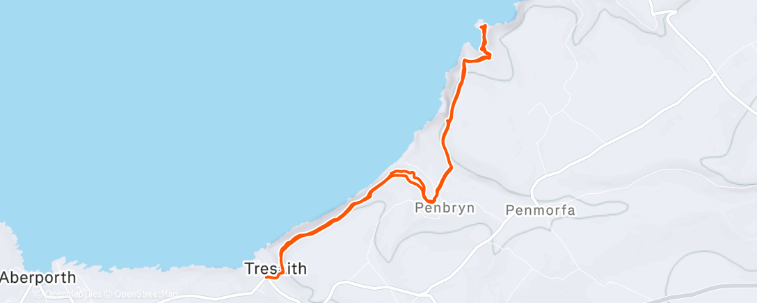 Map of the activity, Tresaith to Traeth and Back