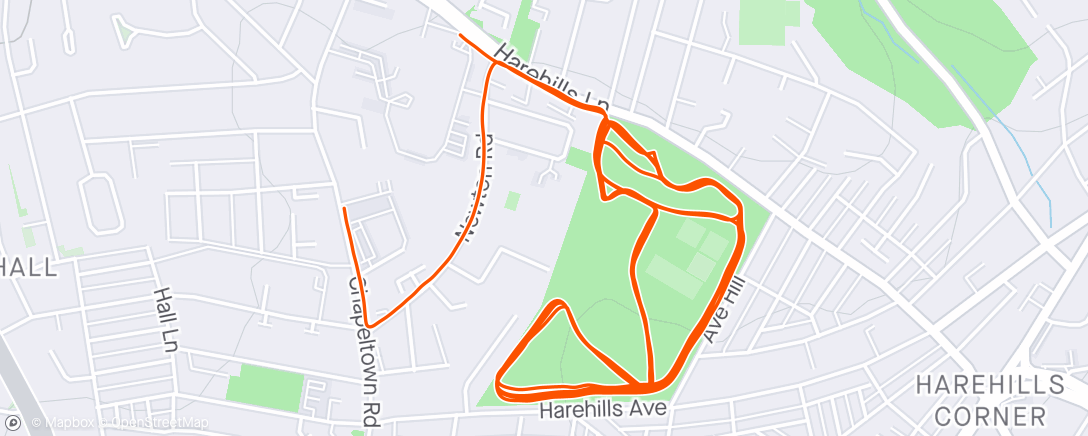 Mapa da atividade, Fartlek 20 x 30" / 1' jog