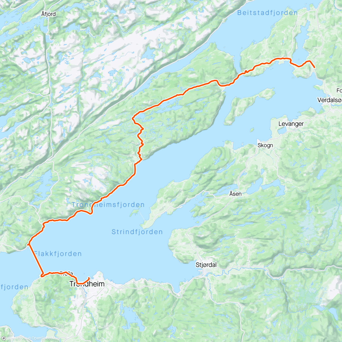 アクティビティ「Hjem fra Røra via Vanvikan」の地図