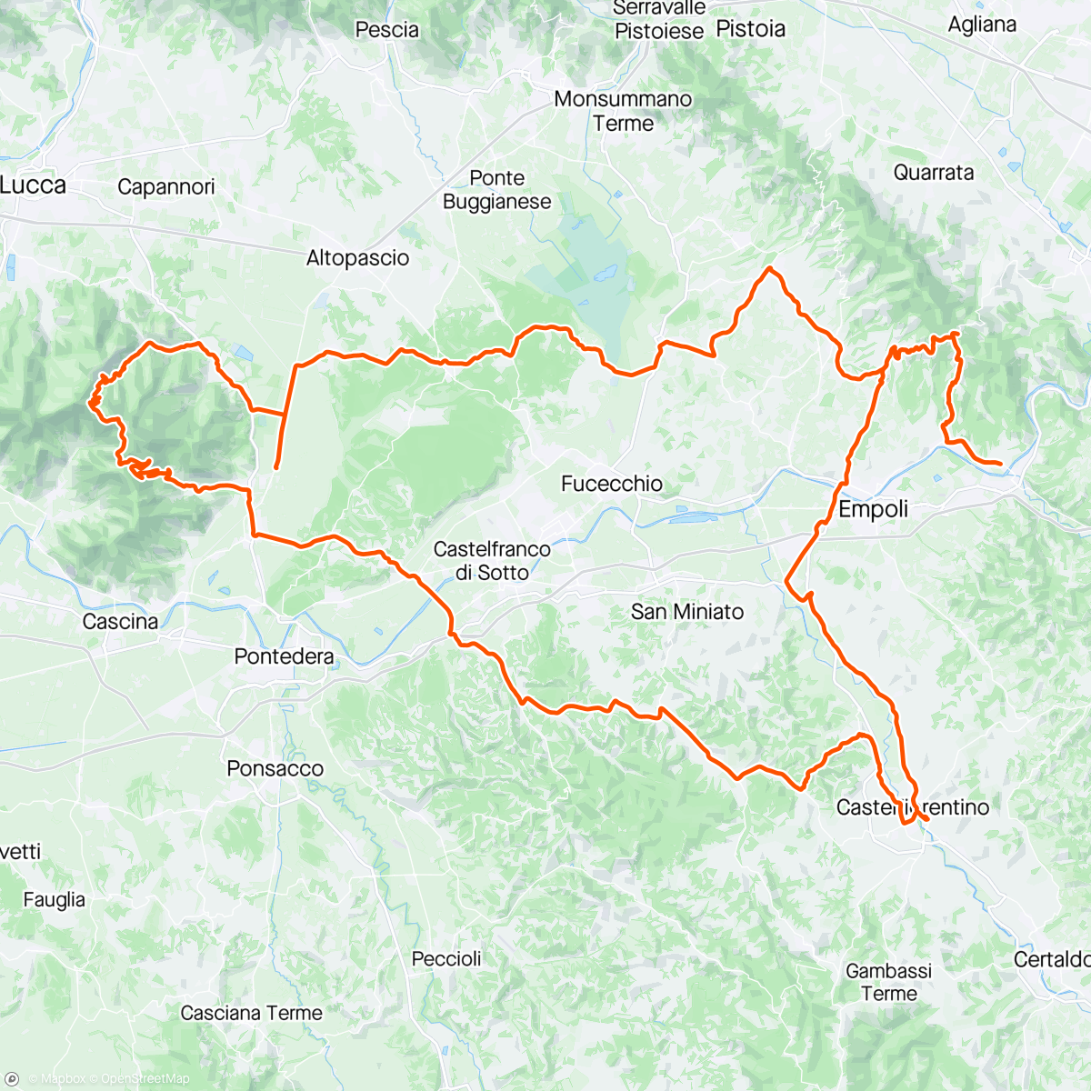 Map of the activity, Giro mattutino in Toscana