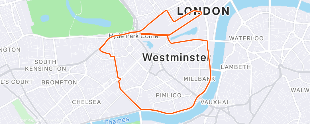 Map of the activity, Zwift - Greater London Flat in London