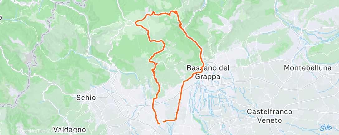 Map of the activity, Pedalata mattutina