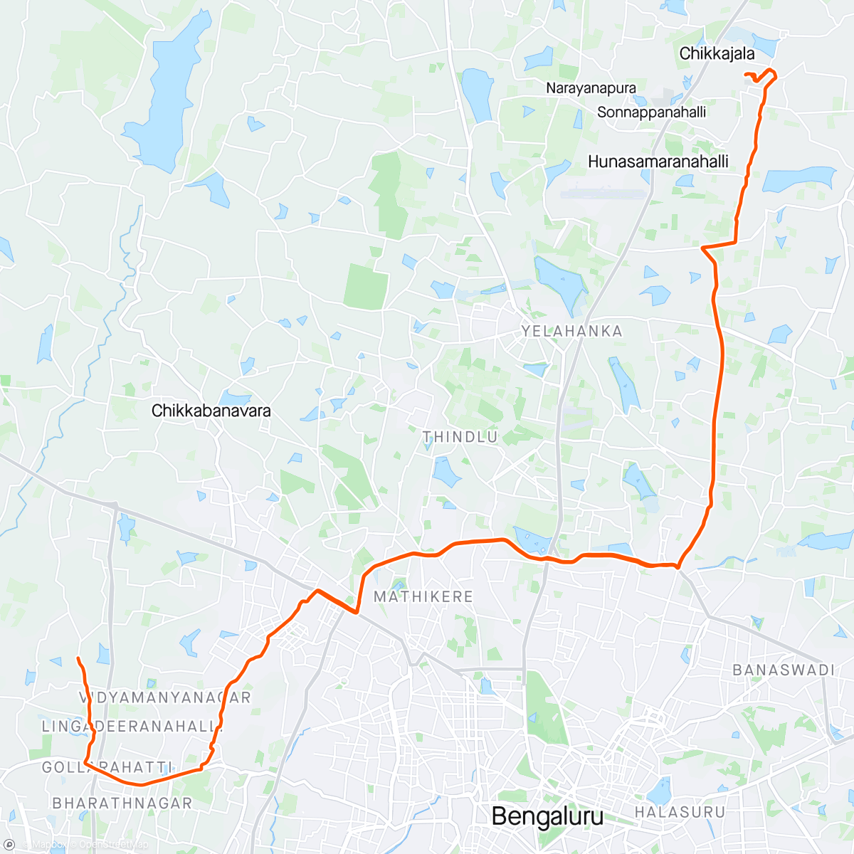 Map of the activity, Morning Ride - Akkayamma Betta