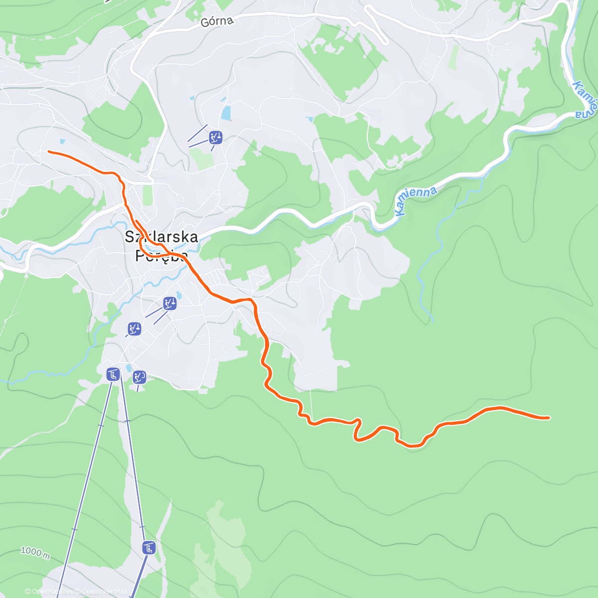 Map of the activity, Afternoon Run