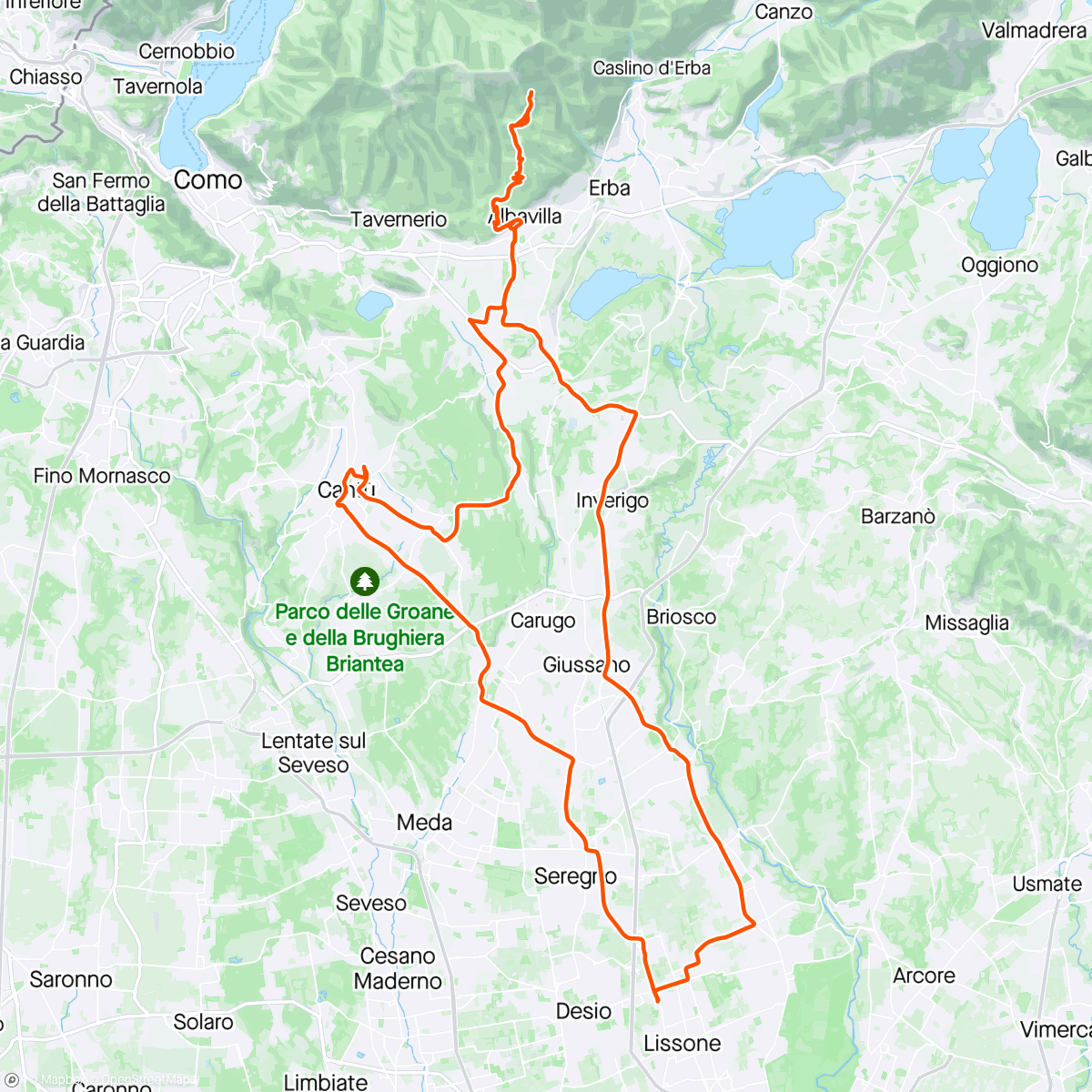 Map of the activity, Alpe del vicerè in gravel