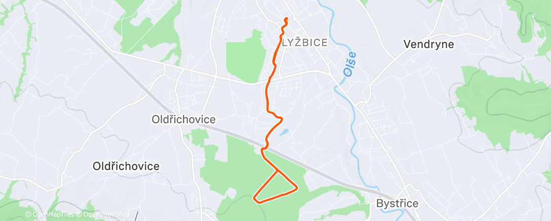 Map of the activity, Afternoon Run