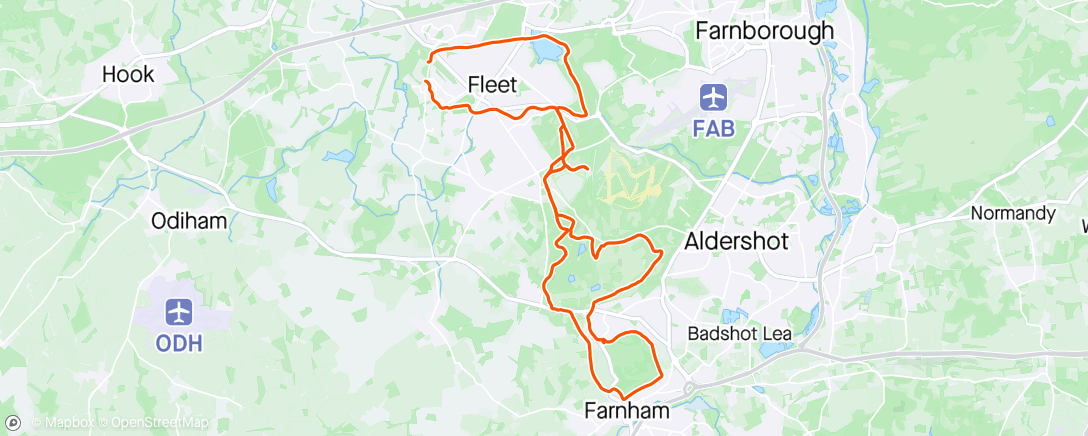 Map of the activity, Farnham loop for coffee with Hannah and waffle