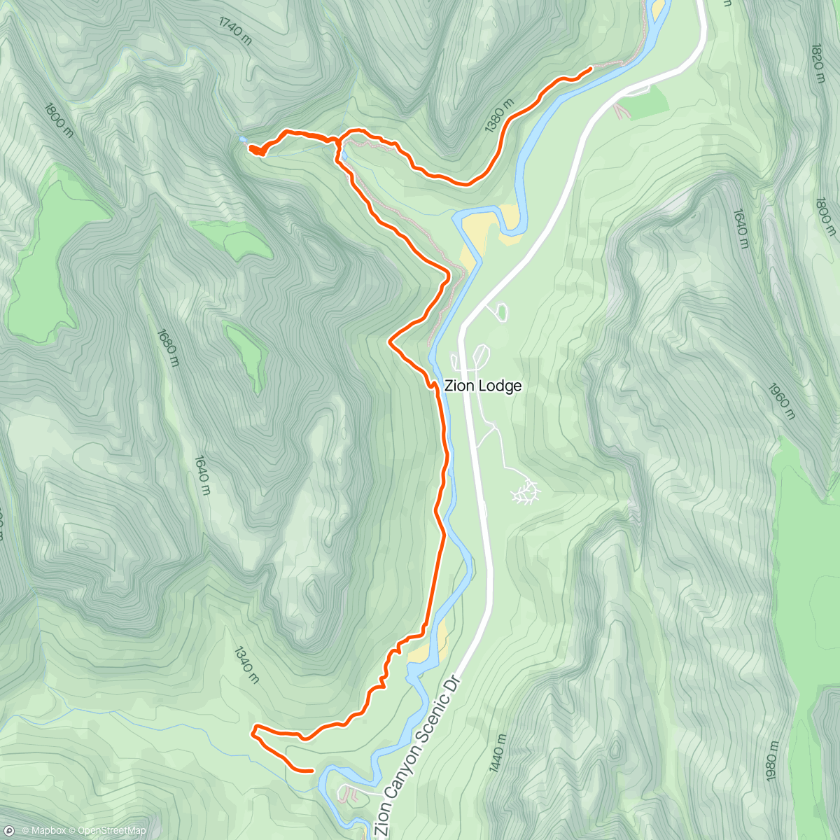 Map of the activity, Zion Emerald Pools hike
