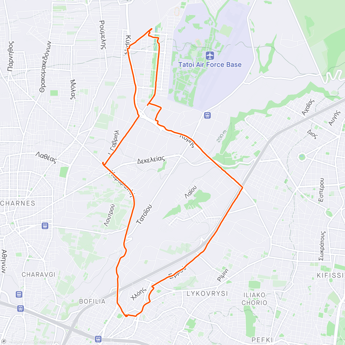 Map of the activity, Afternoon 90' Street Run